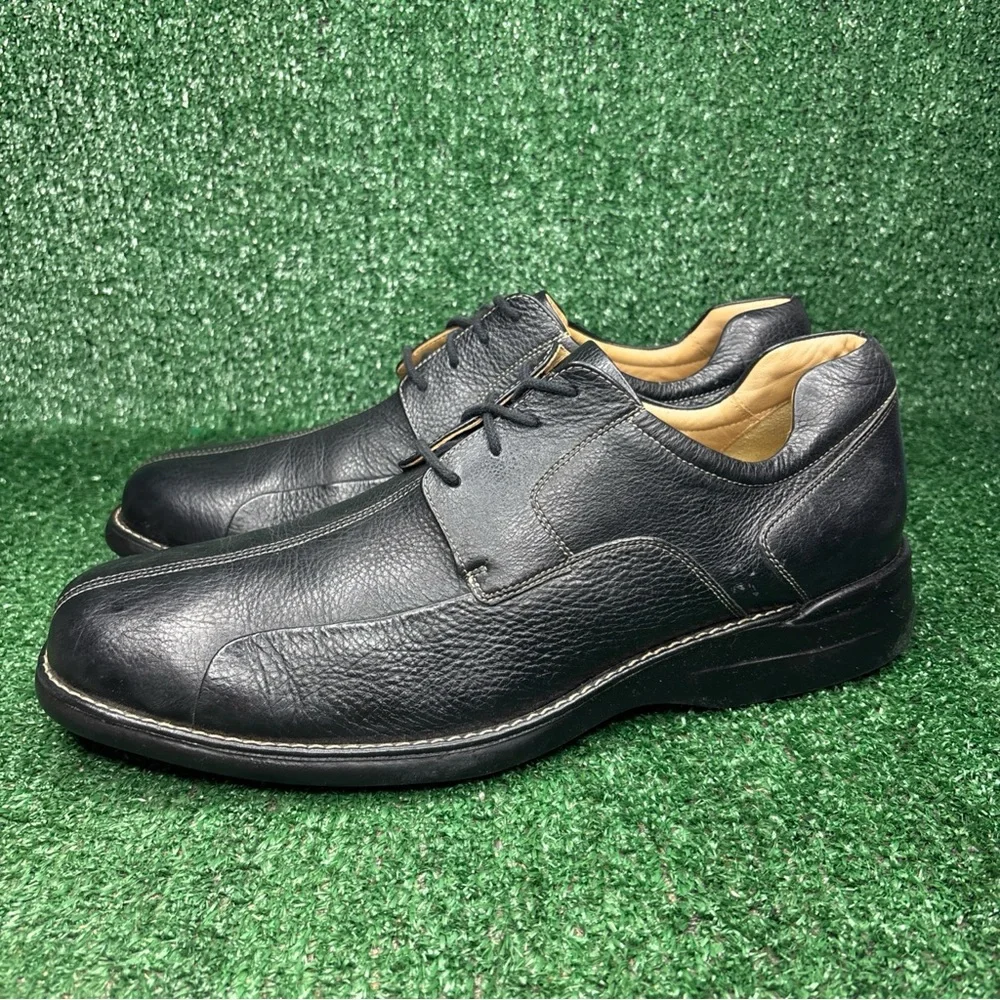 Johnston & Murphy Shuler Bicycle Dress Shoe, Black Tumbled Calf Mens Size‎ 15 M